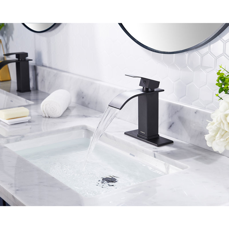 Single-Hole Single-handle Bathroom Faucet with Drain Assembly, Matte Black