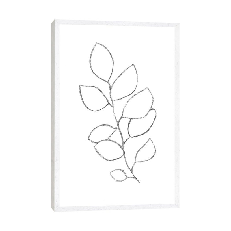 Botanical Minimal Line - Print on Canvas, White Framed, 66.04cm H x 45.72cm W x 3.81cm D