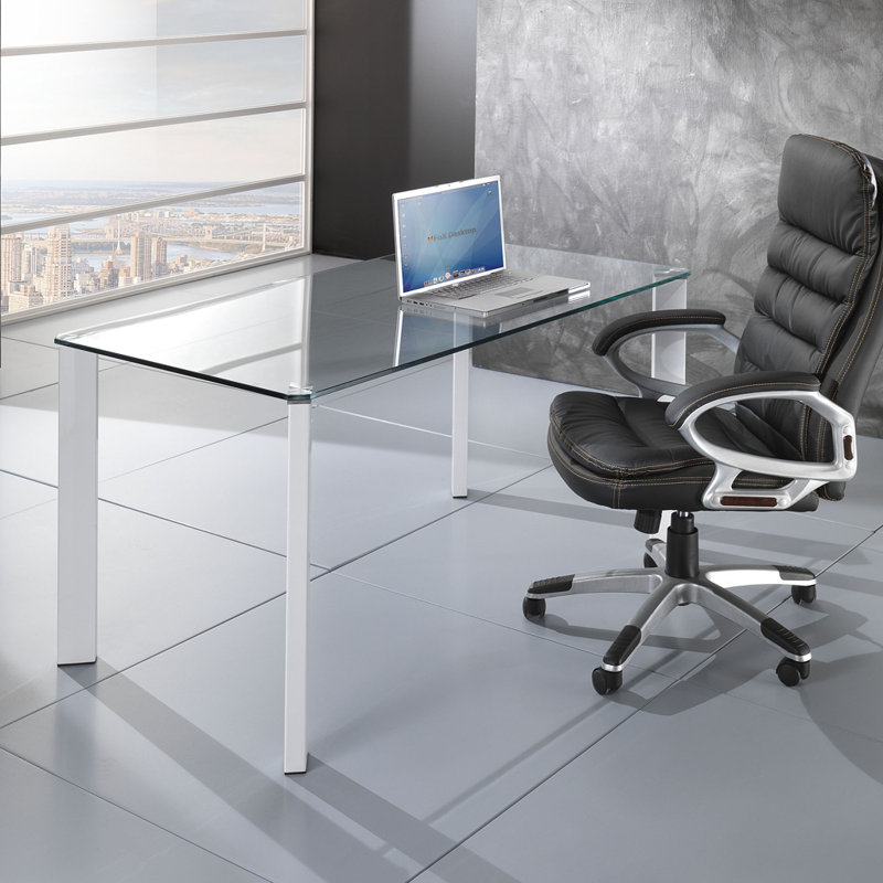 Mae Glass Top Metal Base Writing Desk