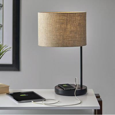 Lampe de table noire 19,5 "avec USB Bourke