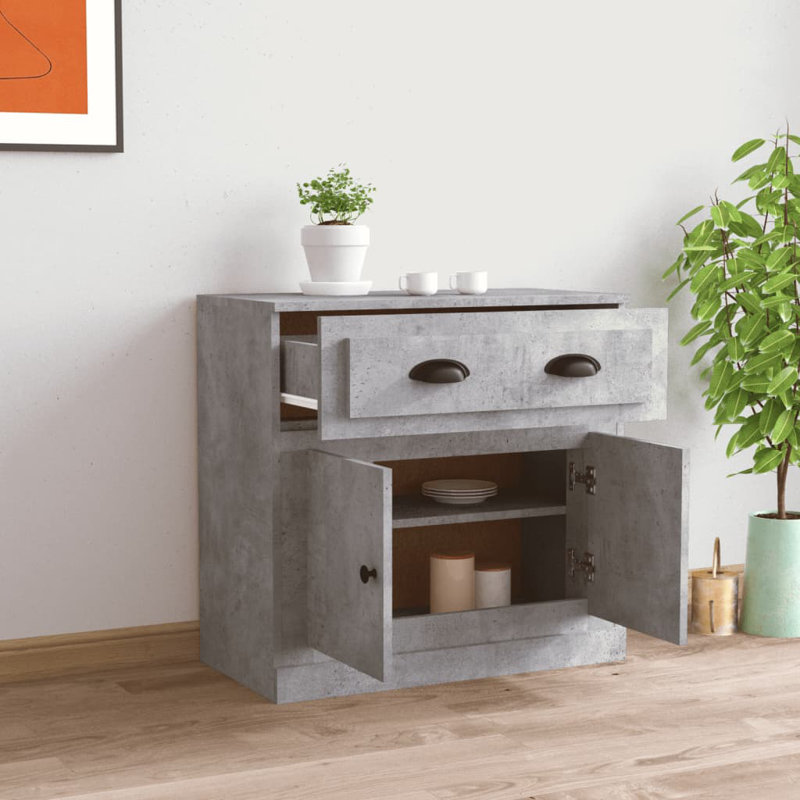 Buffet vidaXL en bois d'ingénierie gris béton 27,6 po x 14,0 po x 26,6 po, Concrete gray