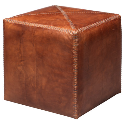 Square Leather Pouf