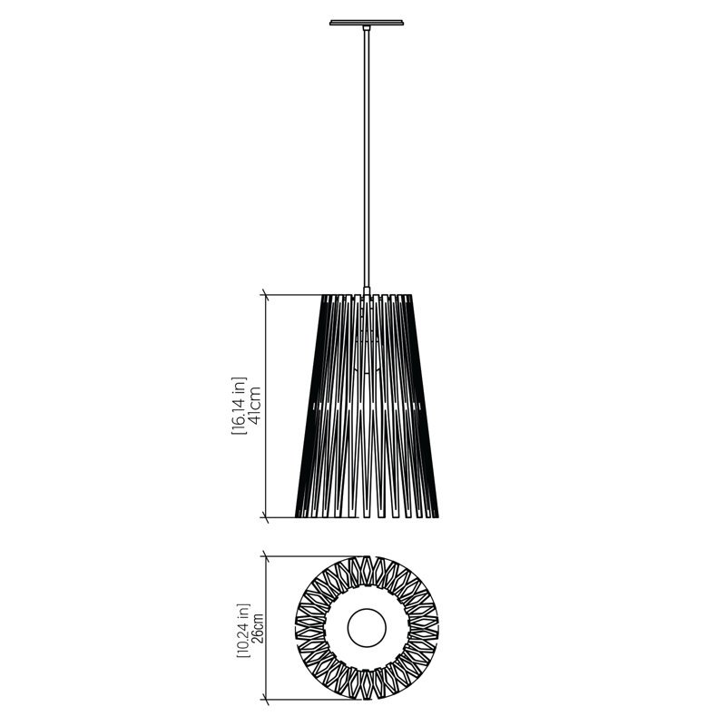 1 - Light Pendant, Imbuia, 15.99" H x 10.14" W x 10.14" D