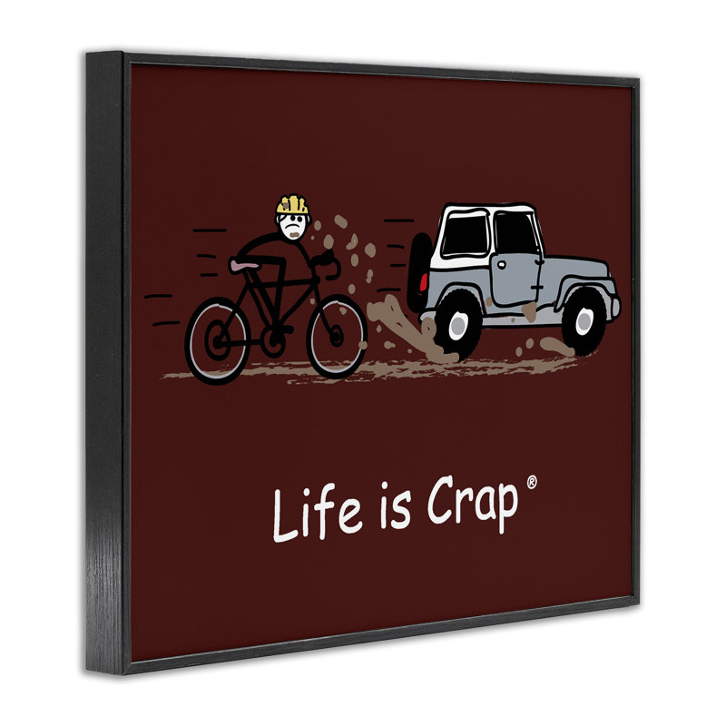«Muddy Road Biker», estampe numérique par LIC, H 11 po x l 14 po, Giclée encadrée noir minuit