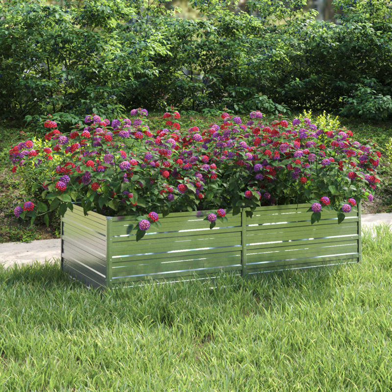 Alezander Metal Raised Flower Bed, 45cm H x 160cm W x 80cm D