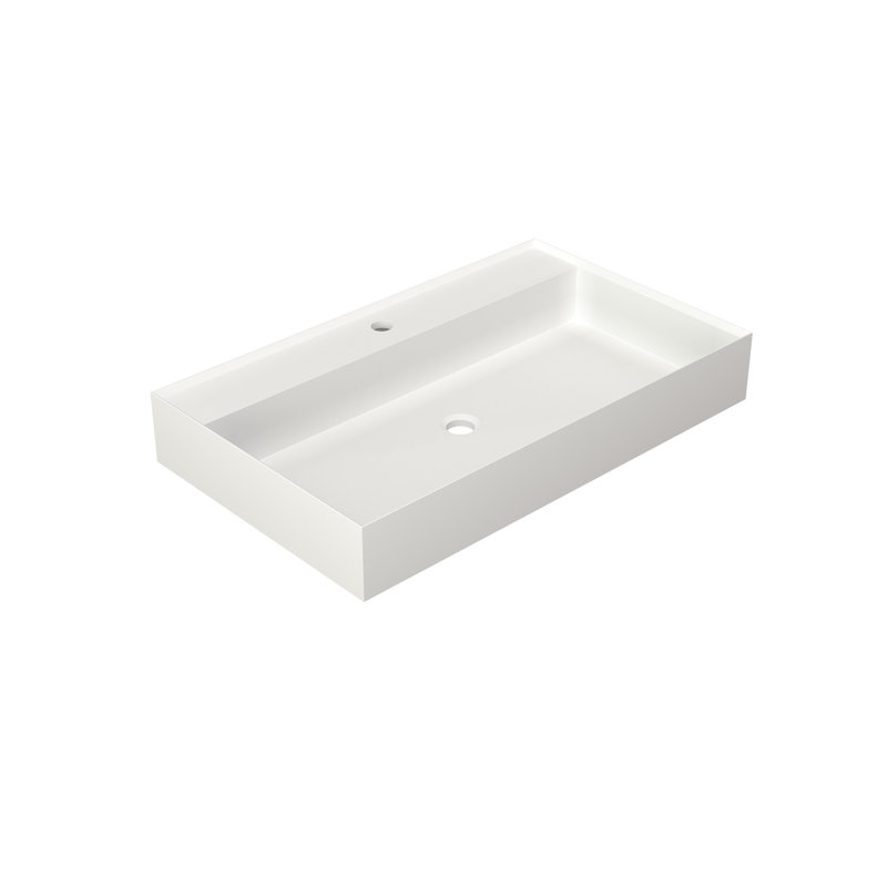 Lavabo pour salle de bain en résine à surface solide - blanc mat, 19,05 po de largeur, 31,71 po de profondeur, 4,74 po de hauteur, 34,24 lb, s'adapte à différentes configurations, résine, méthodes d'installation multiples, élégant et simple,