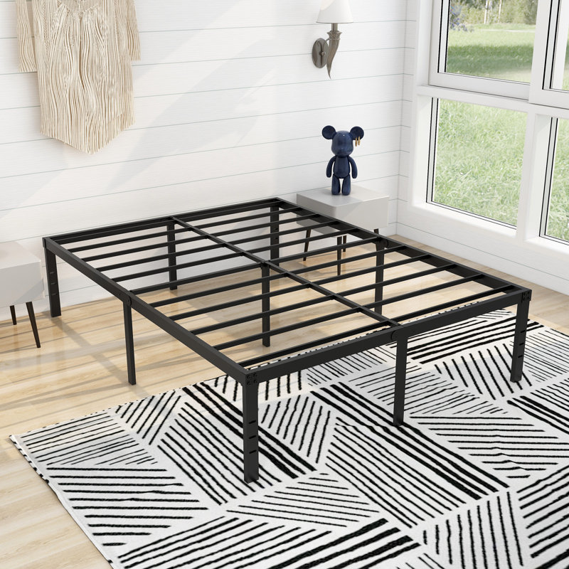 Base de lit plateforme en métal, Grand, Noir