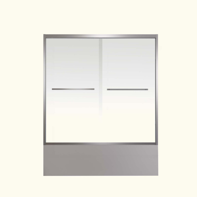 Aluminum Frame Double Sliding Bathtub Screen, Bypass Bathroom Sliding Door With Premium 1/4" (6Mm) Clear Tempered Glass, Hardware Sliding Glass Shower Enclosure