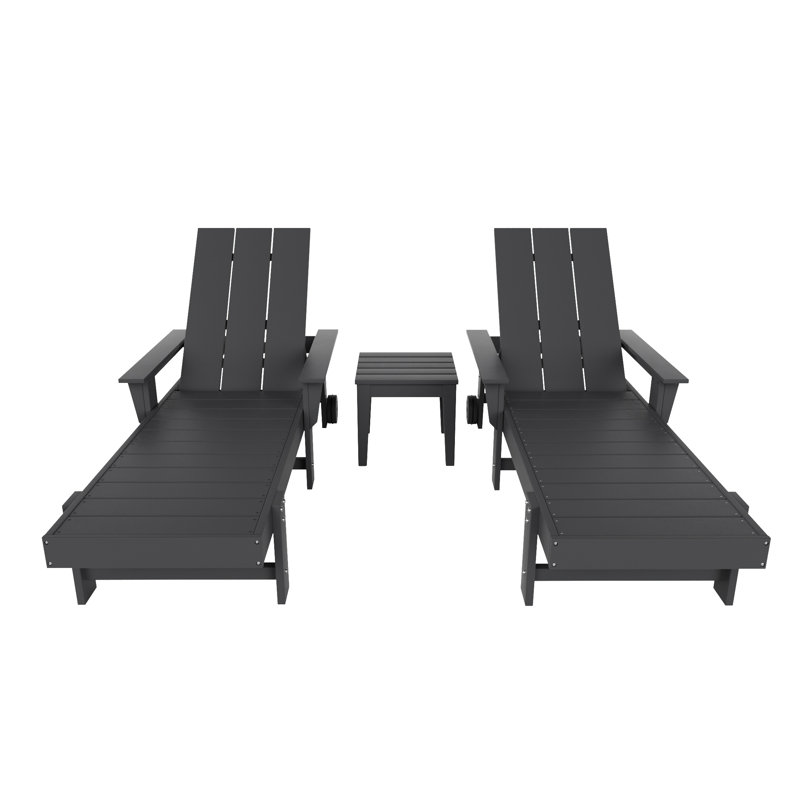 Joubert Outdoor Chaise Lounge with Table, Gray