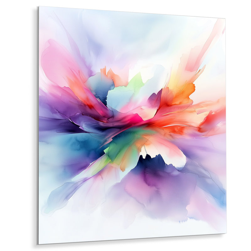 «Celestial Flow Of Watercolor Ink I», art mural abstrait en métal, impression abstraite à l'encre liquide