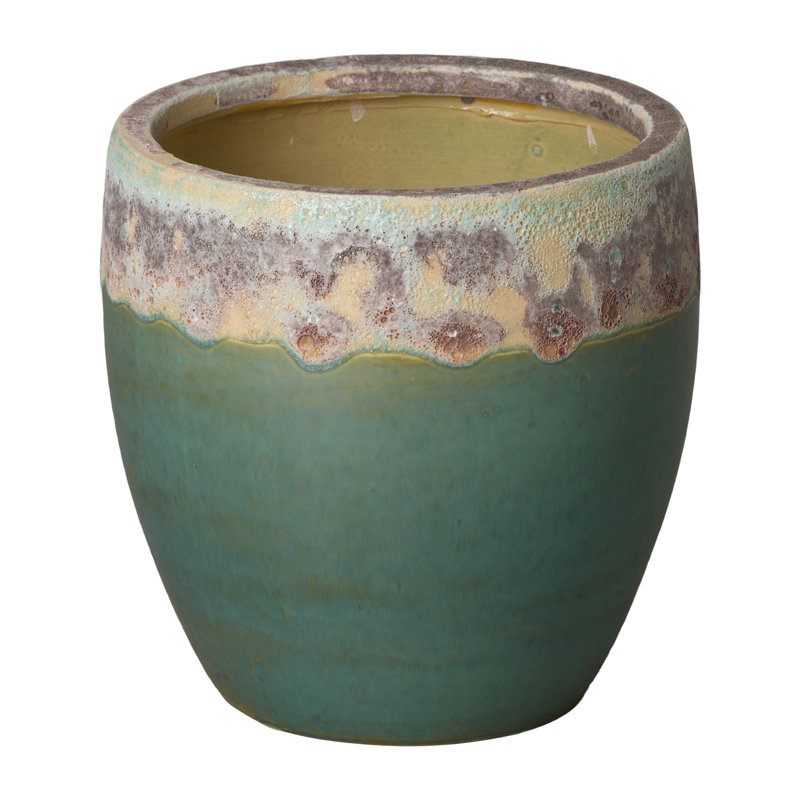 Pot de fleurs en céramique, H 11 po x l 11 po x P 11 po, Bleu sarcelle