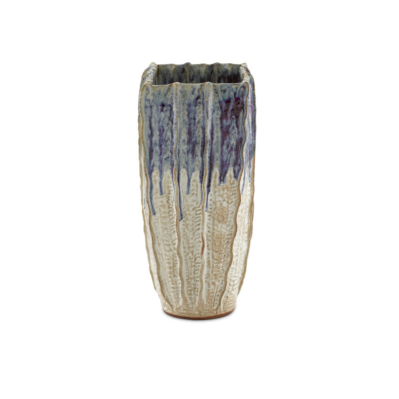 Sea Horizon Handmade Ceramic Table Vase, 20" H x 12.5" W x 9.5" D