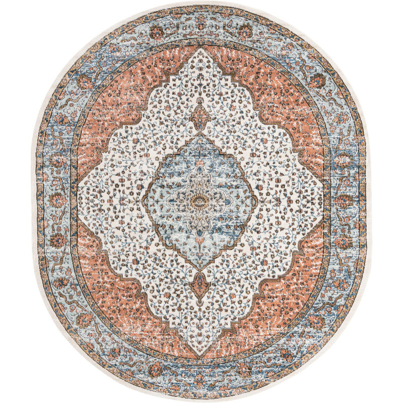 Tapis abstrait Fritch, Ovale 7 pi 10 po x 10 pi
