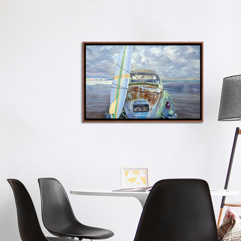 « Surf » par Marcello Petisci-impression, Toile classique avec cadre brun, Pas de tapis, H 26 po x l 40 po x 1,5 po