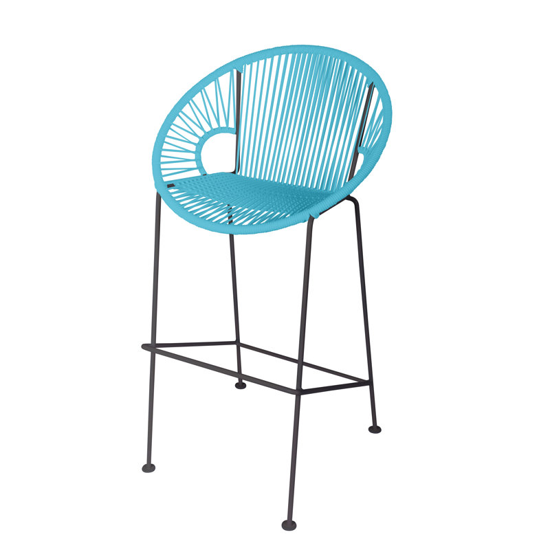Tabouret de bar Alaena Puerto, Noir, Bleu