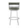 Deherrera Modern Swivel Counter or Bar Stool with Open Low Back and Footrest in Metal and Faux Leather