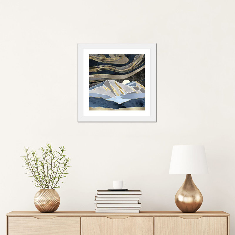 Ciel métallique - impression d'art graphique, H 16 po x l 16 po x P 1 po, Papier encadré blanc, Blanc
