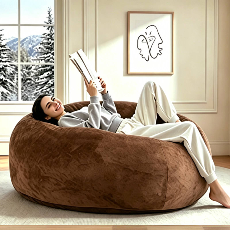  6FT Large Bean Bag Chair for Adults,Bean Bag Sofa Lounge Chair Shredded Memory Foam Filled with Removable and Machine Washable Cover,Compressed Packaging