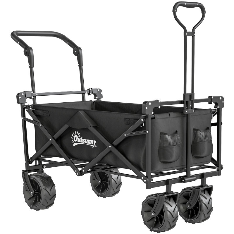 Beach 117*55*98 cm Steel 1 Piece Folding Wagon Black with Overhead Canopy