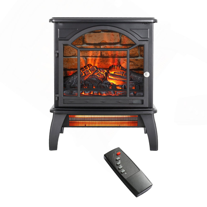 18" 3D Flame Electric Infrared Quartz Fireplace Stove With Remote Control