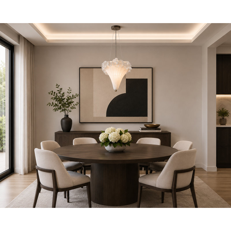 Eclectic 1 Light White Fabric Shade Pendant