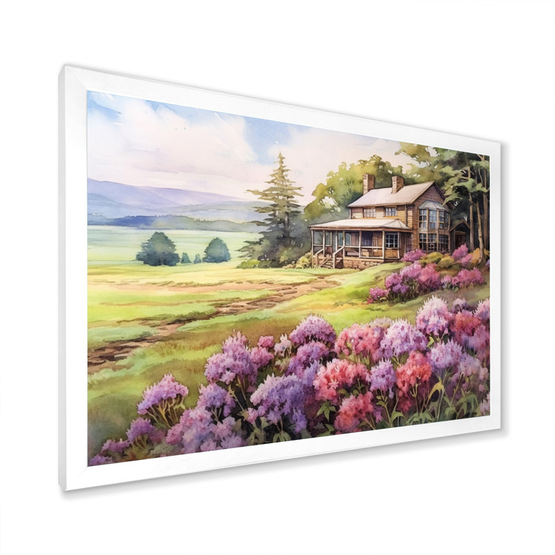 Rhododendron «Blooms at Farm III» sur toile, H 34 po x l 44 po x P 1,5 po, Cadre photo blanc