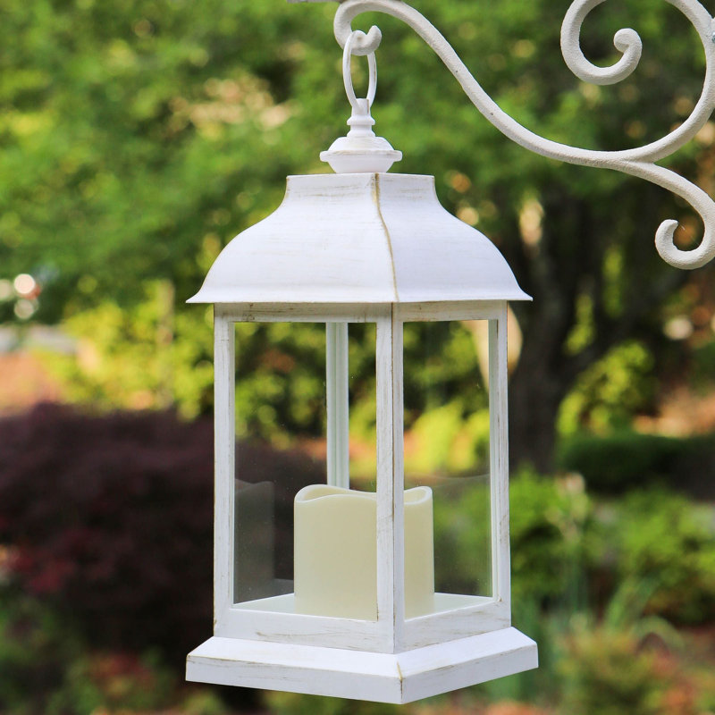 12'' H Plastic / Acrylic Tabletop Lantern with Candle Included, White