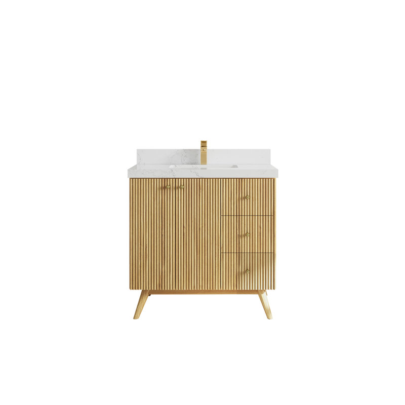 Izzat 36'' Single Bathroom Vanity with Top, Empira White