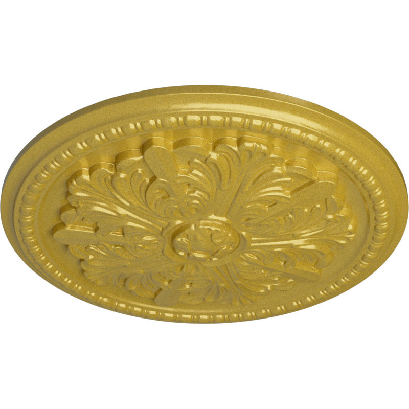 Plafonnier médaillon Endurathane Swindon de 16 7/8 po x P 1 1/2 po (pour auvents jusqu'à 2 7/8 po), finition or riche peinte à la main