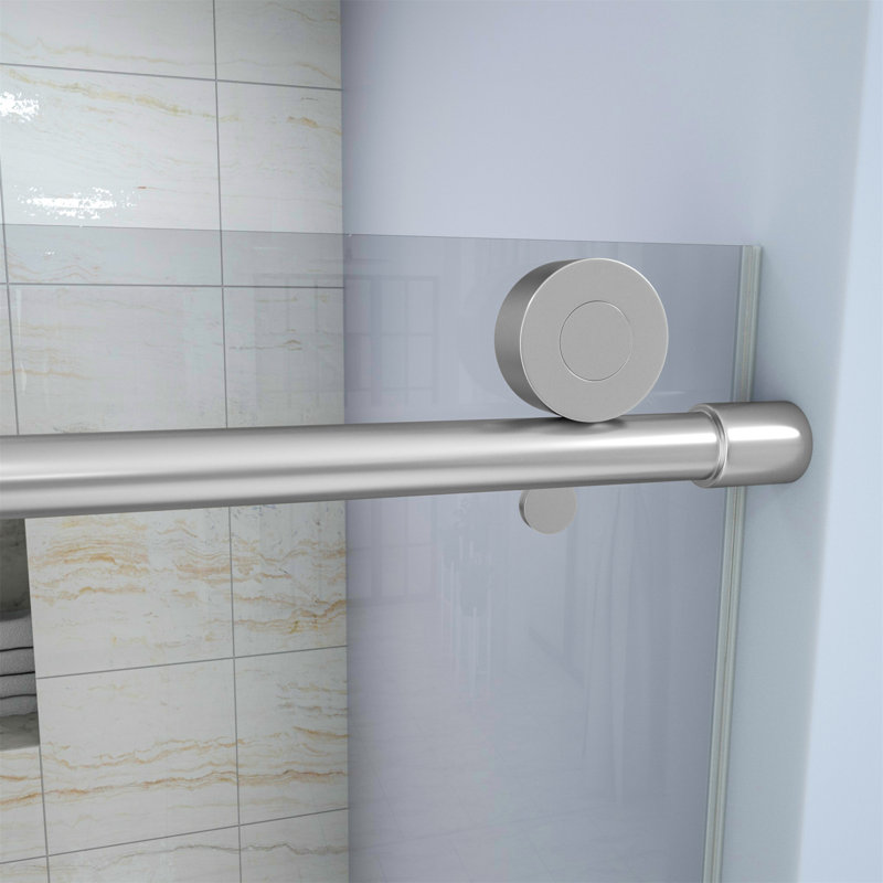 48"W x 76"H Chrome Sliding Shower Door with Tempered Glass