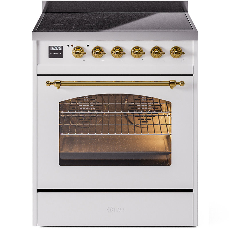 ILVE Nostalgie II 30 in Induction Range, White/Brass