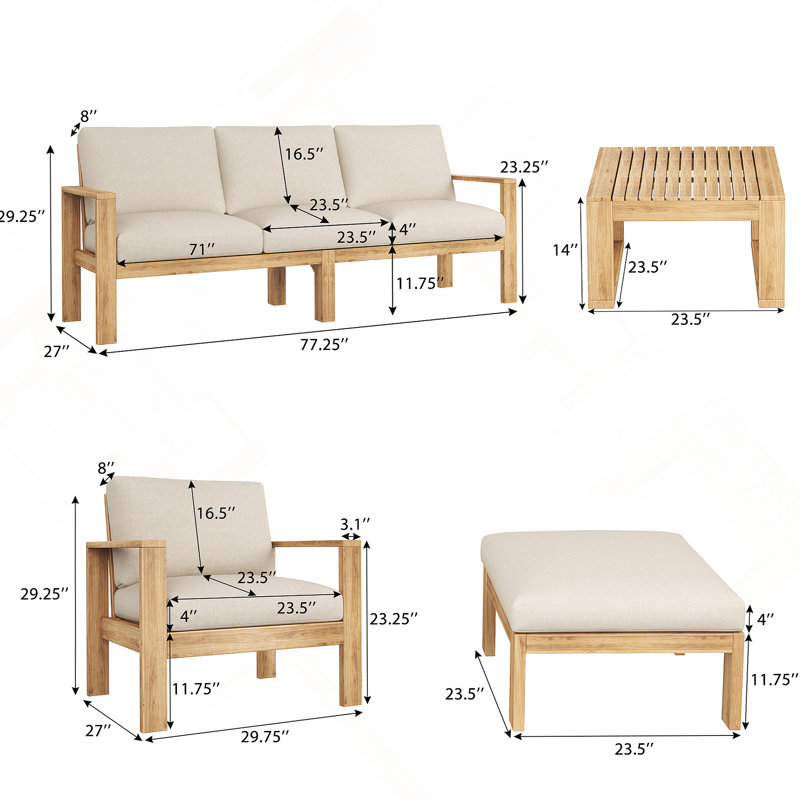 Ensemble de canapé modulaire d'extérieur 4 pièces