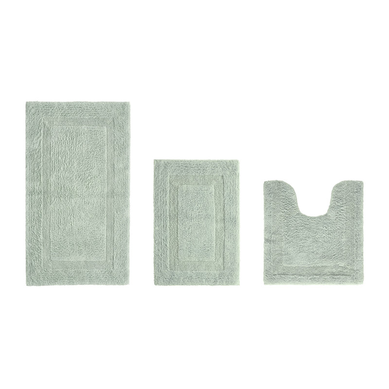 Annerose Premium 100% Cotton 2370 GSM 3-Piece Bath Rug Set, Ultra Soft, Super Absorbent, Reversible Tufted Weave Bathroom Mats, Machine Washable, OEKO-TEX® Certified Bath Rugs for Bathroom, Shower & Tub, Dark Sage