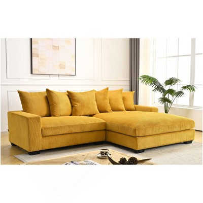 Luxe Oversized Two-Piece Right Facing Sectional Couches For Living Room, 102.4-Inch L Shaped Sofa With Chaise, Upholstered With Corduroy Fabric, Ginger
