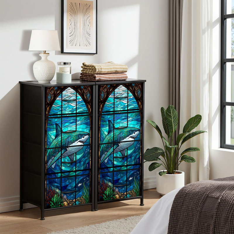4 Drawer Dresser for Bedroom, Narrow Chest of Drawers, Wooden Top and Study Iron Frame 18"x37.5"-(WxH)