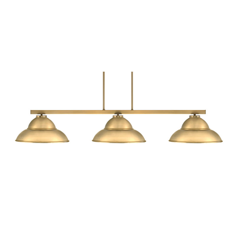 Barre d'éclairage 3 lumières avec abat-jour en métal 13 po Atlas, H 7,75 po x l 49,5 po x P 13 po, Laiton New Age