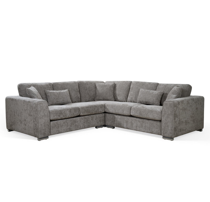 4 Seater Corner Sectional, Grey Chenille