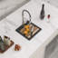 Évier de cuisine 15 po à cuve de travail en quartz noir avec évier de cuisine compact et résistant aux égratignures
