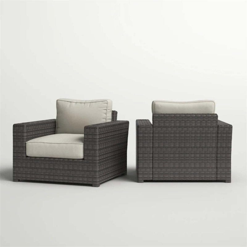 Fauteuil club en osier, 2, Espresso, Gris