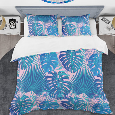 Coastal Polyester Twill Floral Duvet Cover