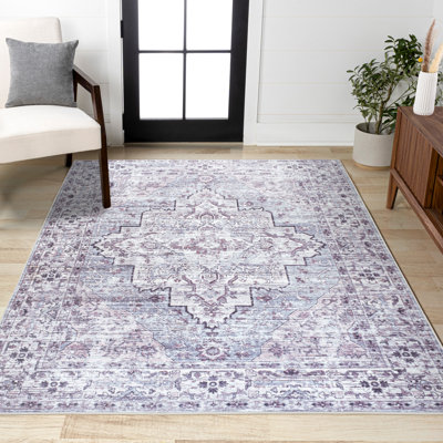 Didim Boho Medallion Machine-Washable Grey/Purple Rug