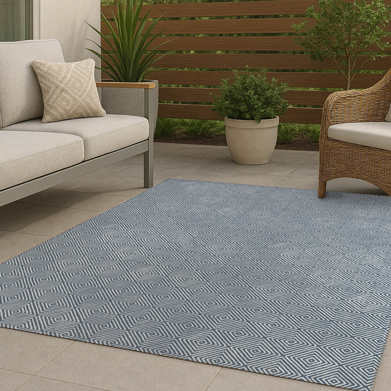 Ikat Spray Non-Slip Outdoor Rug, Rectangle 8' x 10'