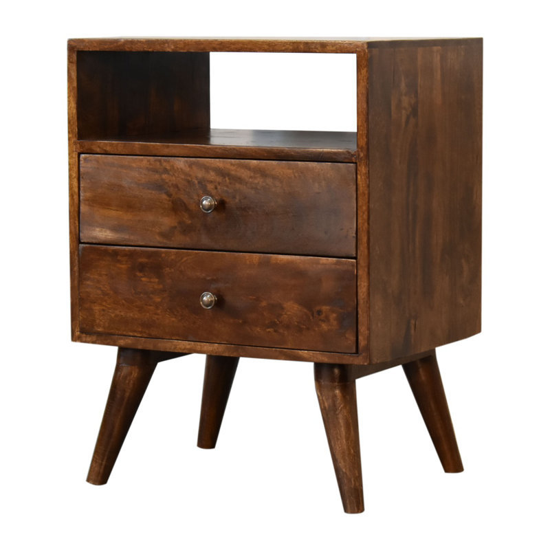 Datura 45cm W Solid Wood Bedside Table, Chestnut