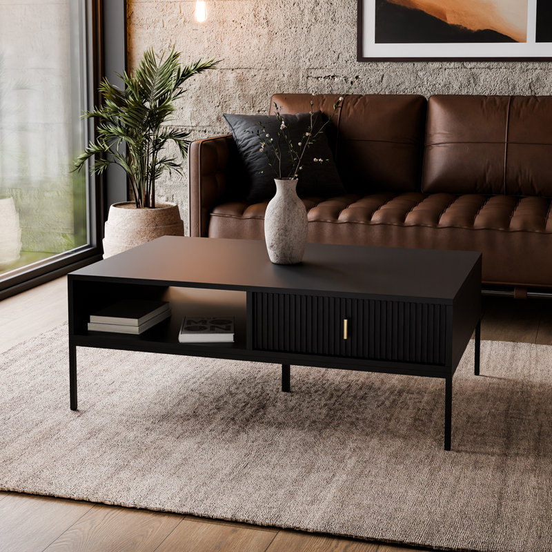 MIDNIGHT Coffee Table with Storage, Black Matte