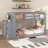 Twin Over Twin Bunk Bed Frame With 4 Drawers And 3 Shelves, Floor Bunk Bed Frame For Boys Girls Kids Adults-1883609705