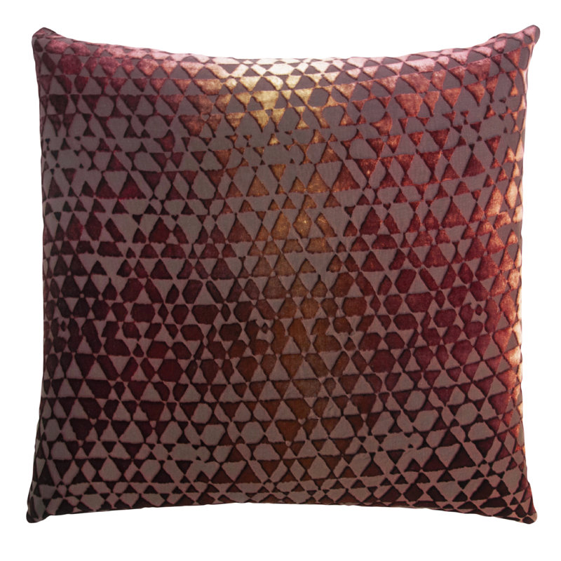 Triangles Square Velvet Pillow Cover & Insert, 18" x 18", Paprika