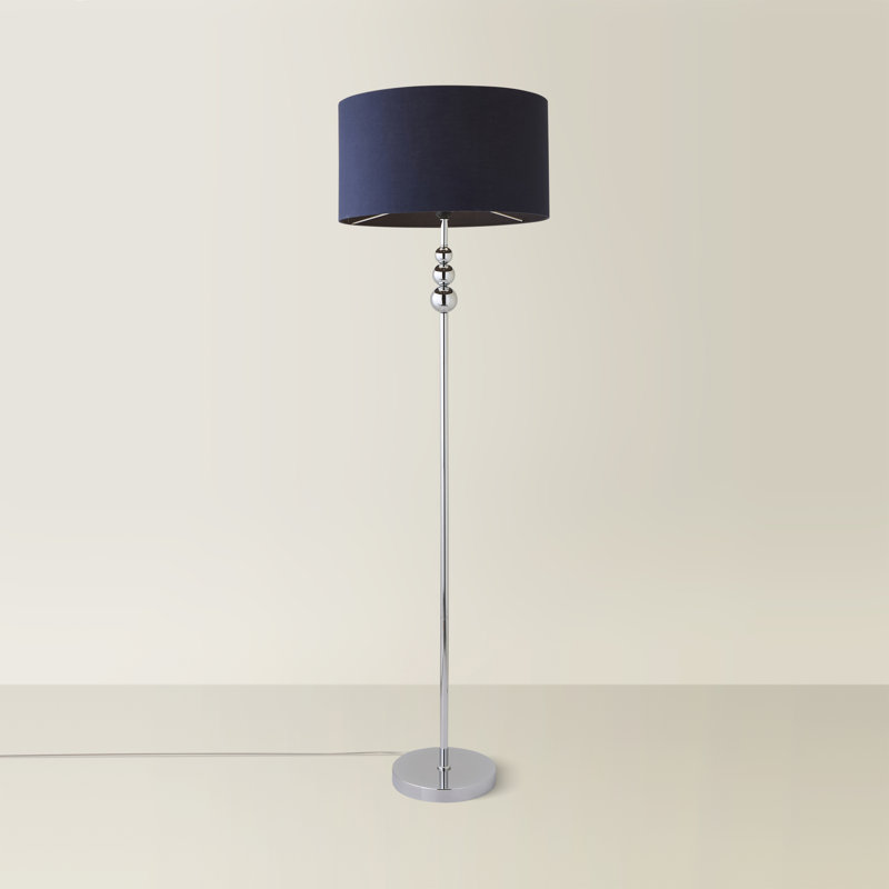 Randalia 145cm Traditional Floor Lamp, Navy, Chrome 