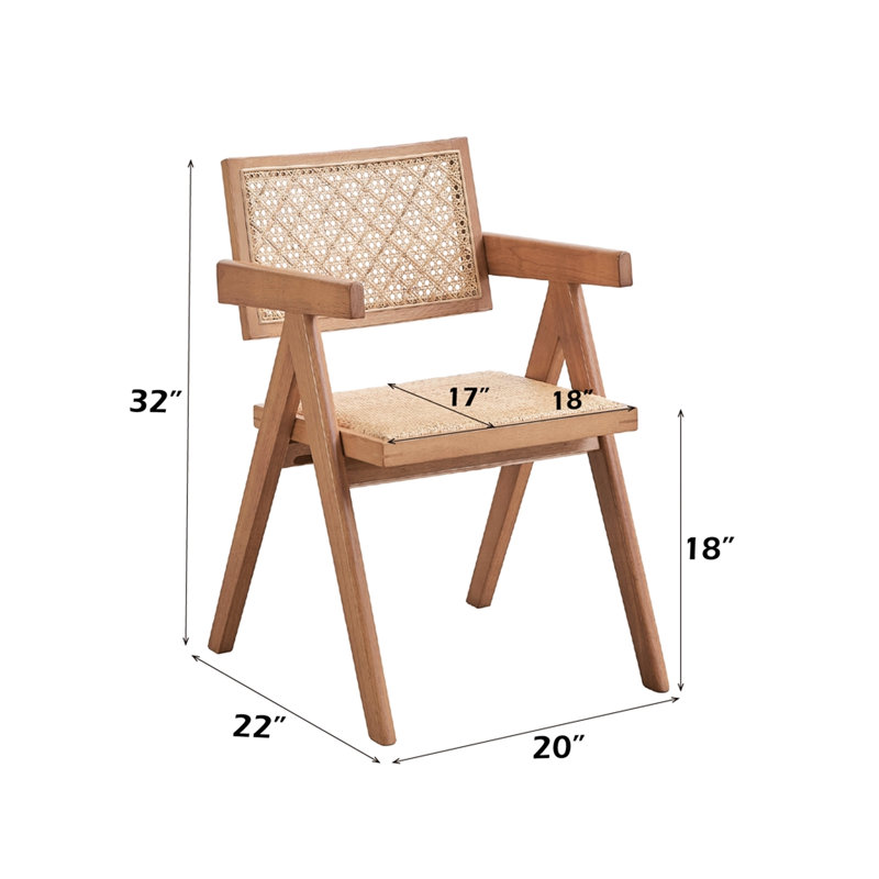 Deux fauteuils décontractés de style Mid-Century, finition naturelle, accoudoirs confortables, l 20 po x P 22 po, H 31 po