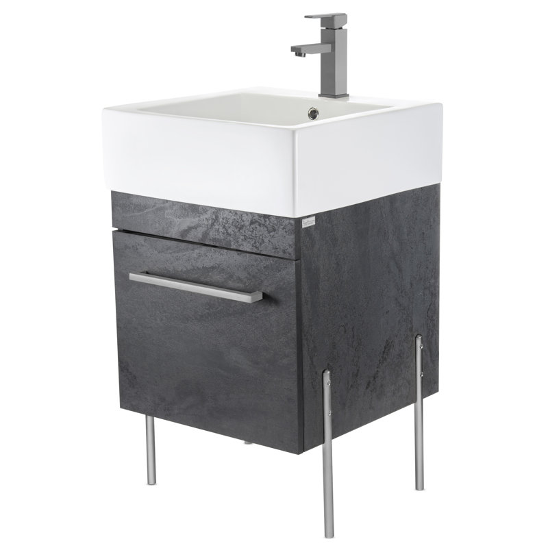 Ensemble de meuble-lavabo simple 20 po Taft Avenue, Marbre noir, Chrome poli