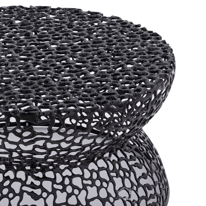 Nova Artisan Mesh Carved Designer Coffee Table, Black